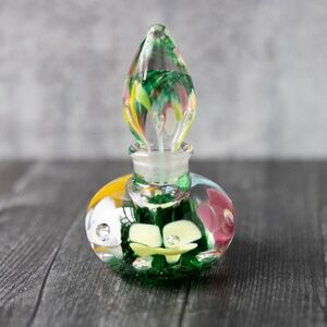 Vintage JOE ST CLAIR Bubble Flower Art Glass Perfume Bottle Signed